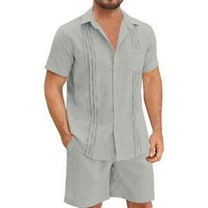 Men Linen Sets Outfits 2 Piece